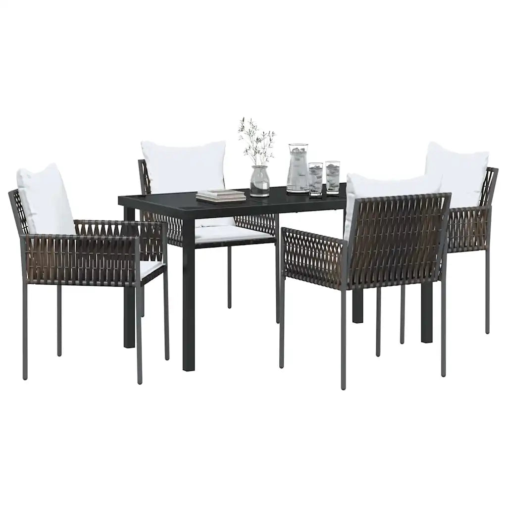 Set da Pranzo per Giardino 5 pcs Marrone e Nero Rattan in PE