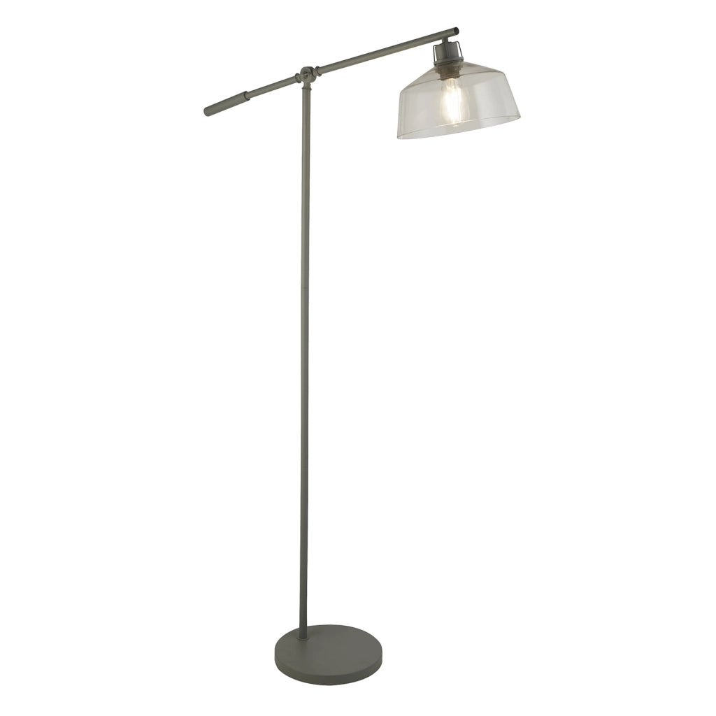 Piantana Contemporaneo Canterbury Acciaio Grigio Vetro Trasparente 1 Luce E27
