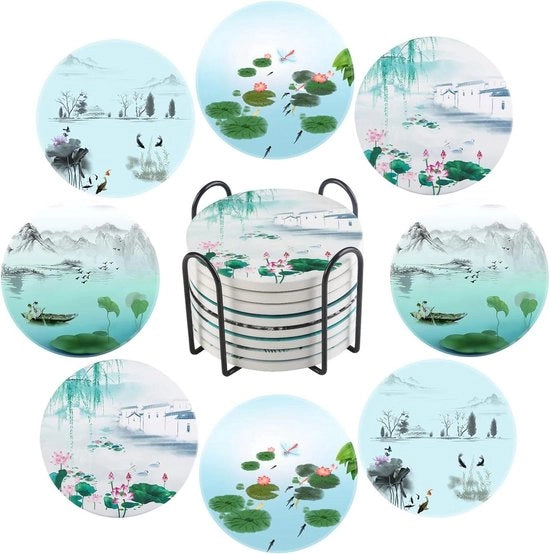 Set di 8 Decorazioni per Infusione - Assorbe L'Acqua - 10 CM - Ceramica con Gomma - Adatto per Caffè e Acqua Calda