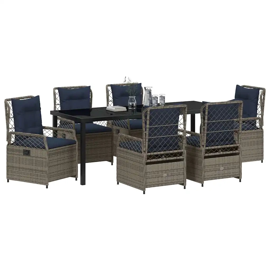 Set da Pranzo per Giardino 7 pcs Grigio polyrattan 3381056