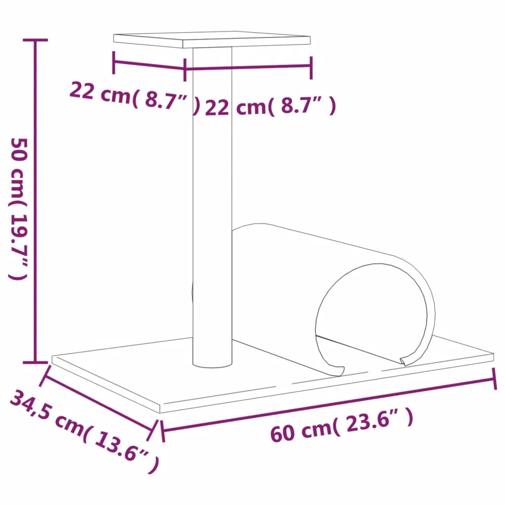 Palo Tiragraffi per Gatti con Tunnel Grigio Scuro 60x34,5x50cm