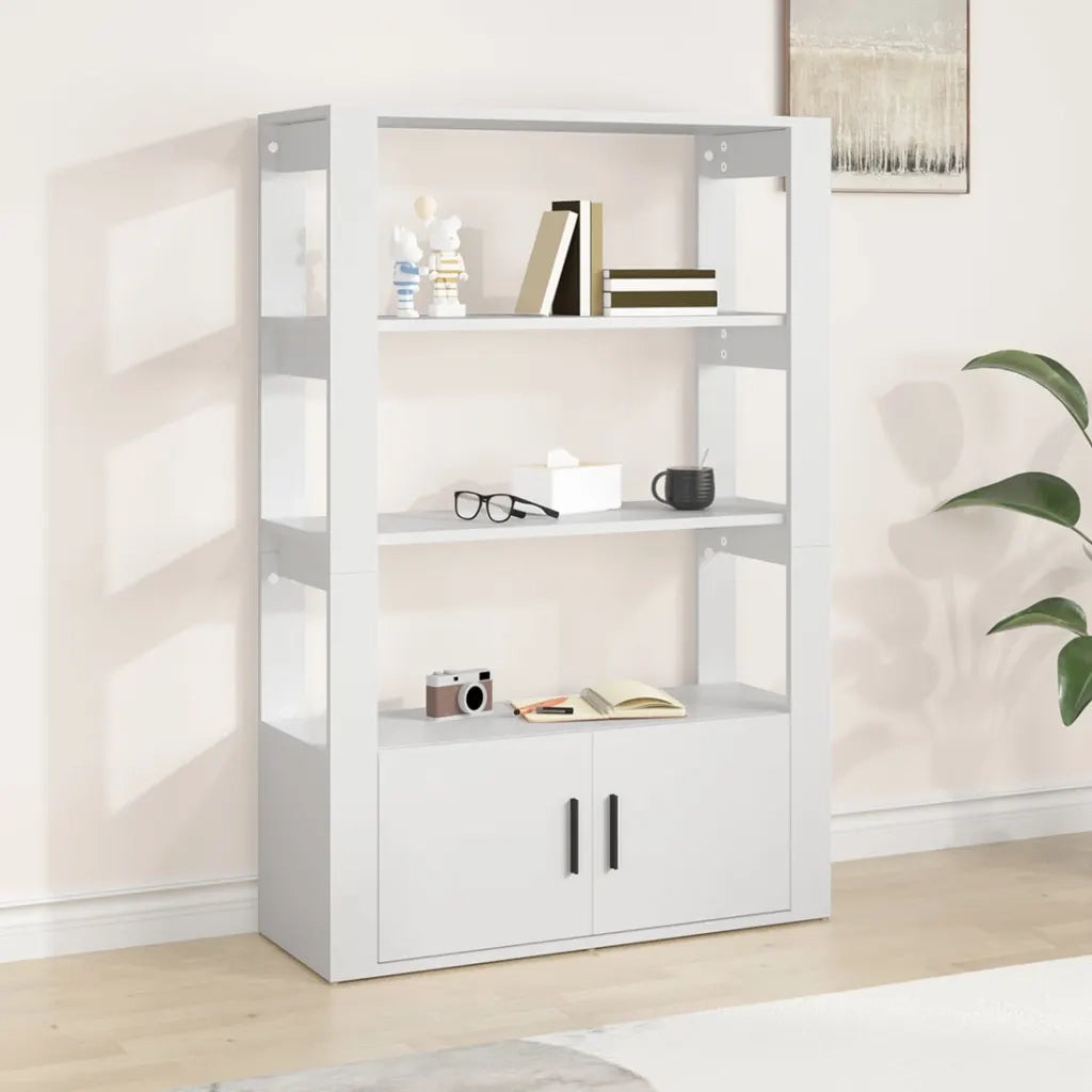 Credenza-Buffet-Armadio da cucina Bianca 80x30x119,5 cm in Legno Multistrato