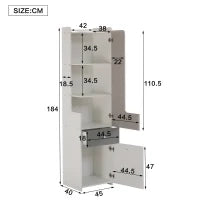Libreria alta con ante a L e ampio spazio di archiviazione, 45 x 40 x 184 cm, Bianco