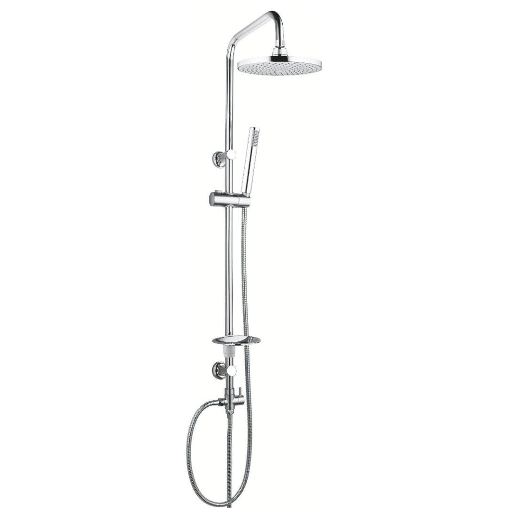 Colonna doccia attrezzata 025 ottone cromato soffione tondo doccetta *** materiale staffe a parete ottone, pezzi 1