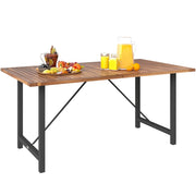 Tavolo da Giardino 160x90x75 cm Piano a Doghe in Legno di Acacia Gambe in Acciaio Colore Teak