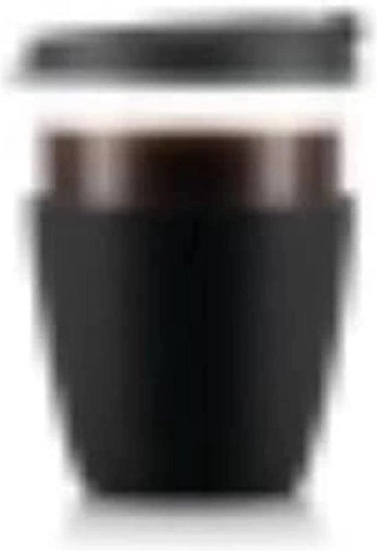 Bicchiere in vetro con coperchio e guaina in silicone - 0.4L