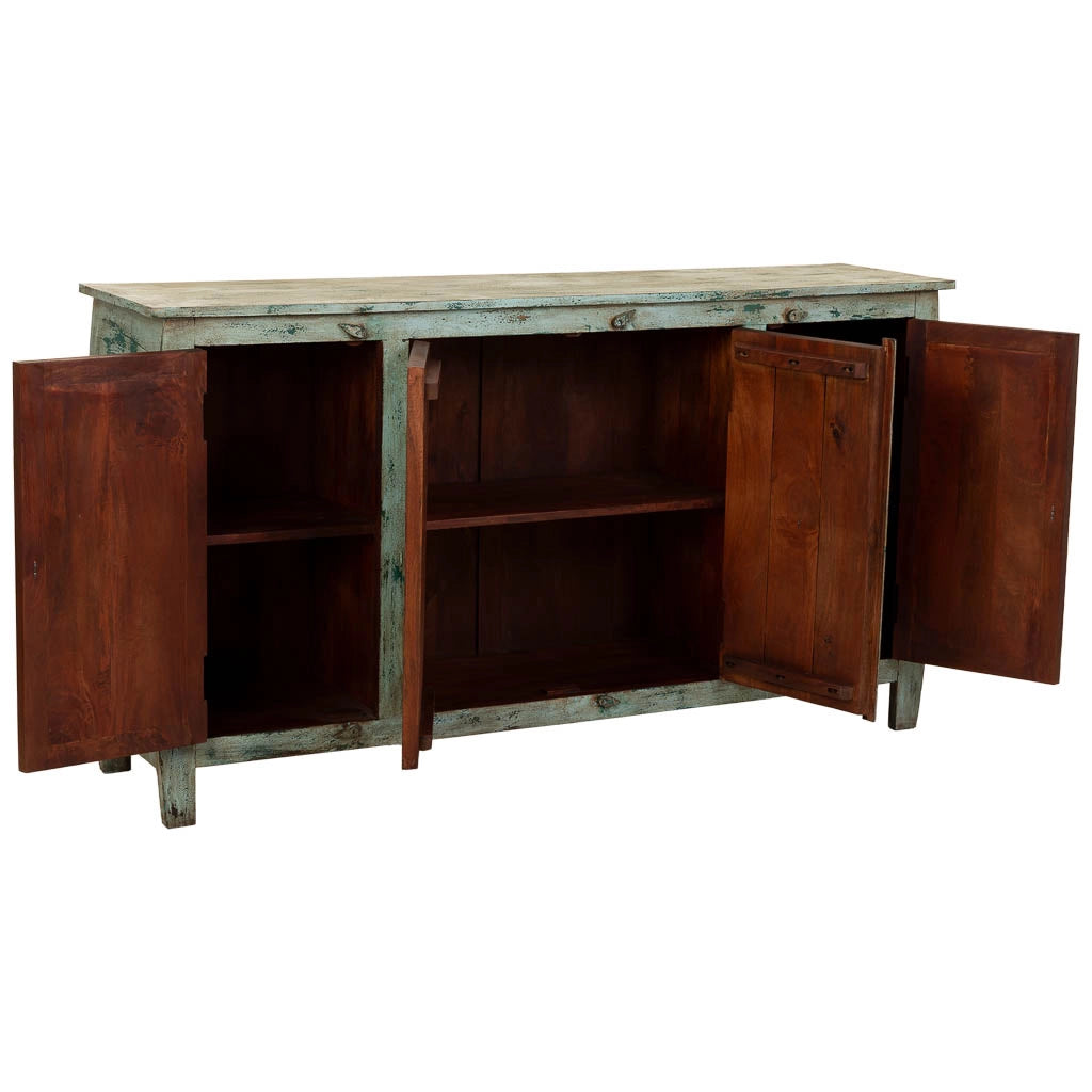 Credenza in legno intagliato artigianale, 165x40x90h cm