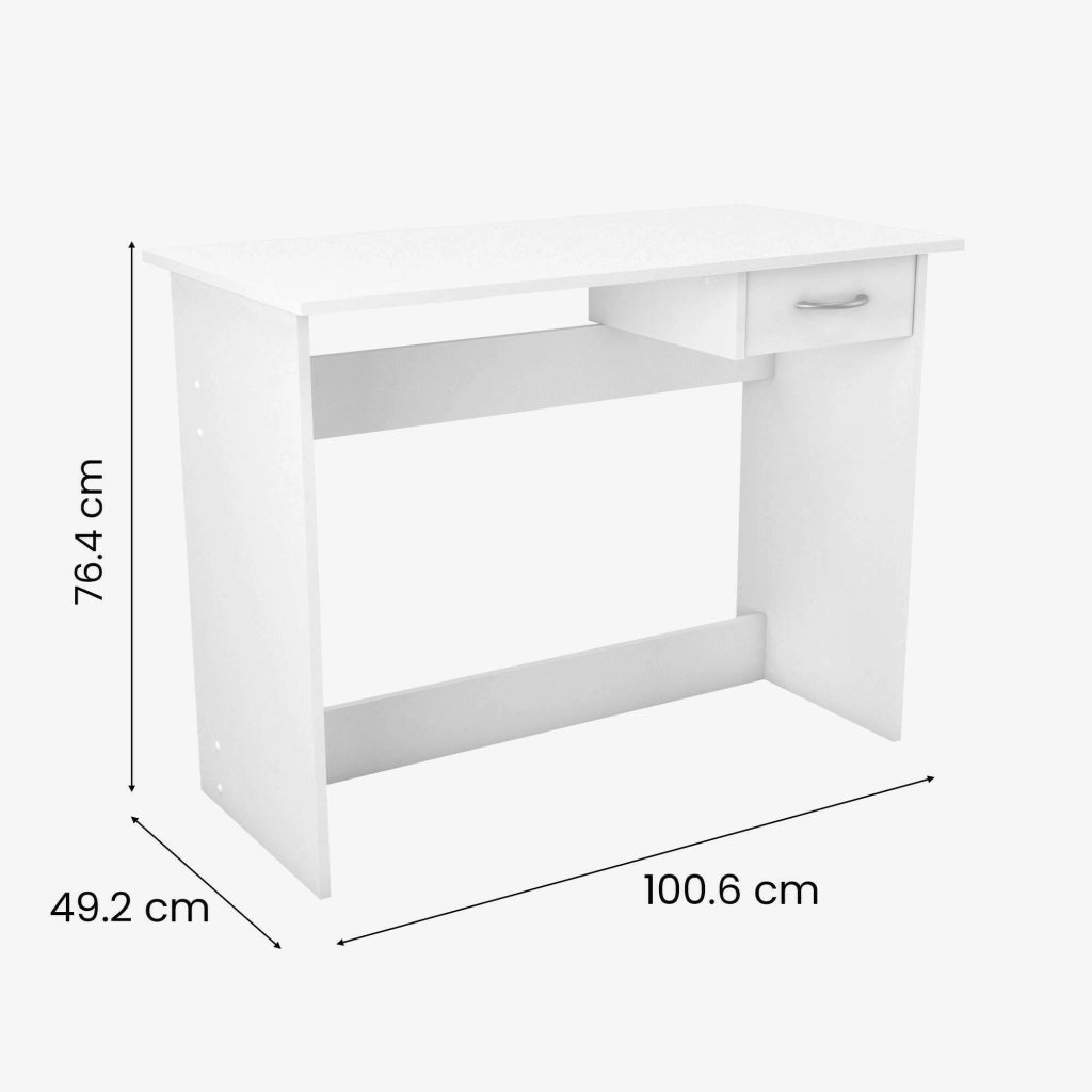 Scrivania Bargagli, Scrittoio multiuso, Tavolo per ufficio porta PC, Piano di lavoro, 101x49 h76 cm, Bianco opaco