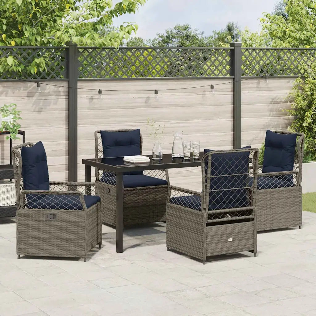 Set da Pranzo per Giardino 5 pcs Grigio polyrattan 3381053