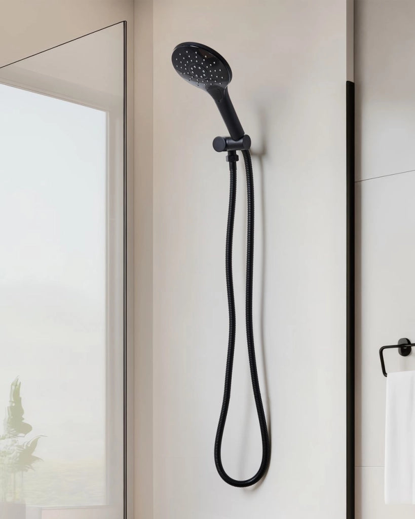 Soffione doccia con tubo flessibile in metallo nero 4 modalità di spruzzo Moderno