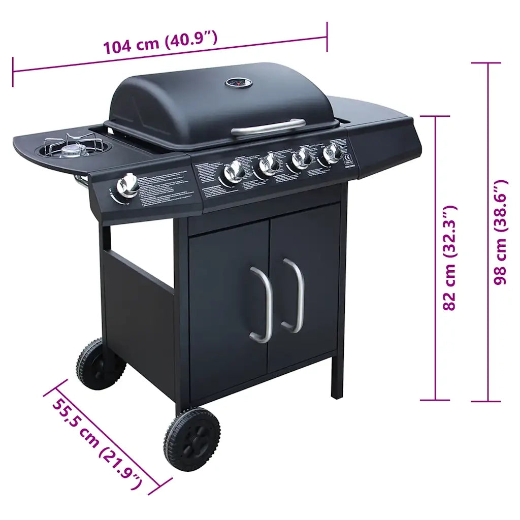 Barbecue e Griglia a Gas 4+1 Fornelli Nero CFW4807874