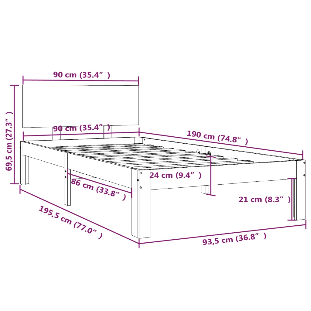 Giroletto in Legno Massello 90x190 cm Single