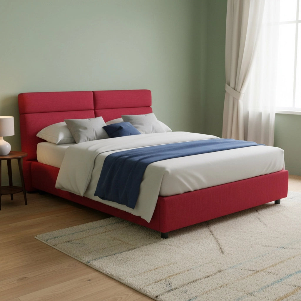 Letto Matrimoniale Ator, Letto Matrimoniale Sfoderabile Made in Italy, Rosso