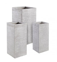 Set 3 Vasi Graffiti Quadrato Bianco Alto