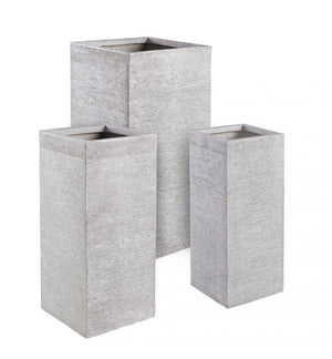 Set 3 Vasi Graffiti Quadrato Bianco Alto