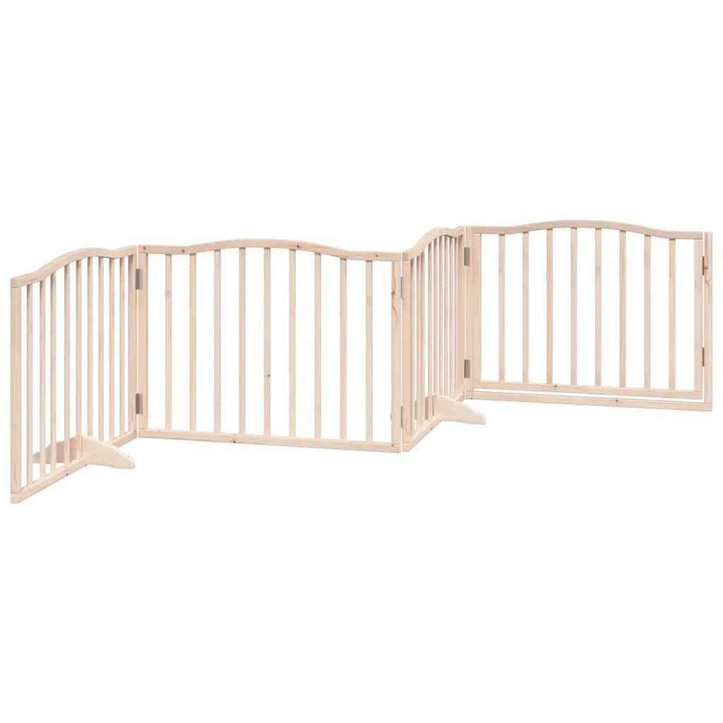 Cancello per Cani con Porta Pieghevole 4 Pannelli 320 cm Pioppo CFW9508424