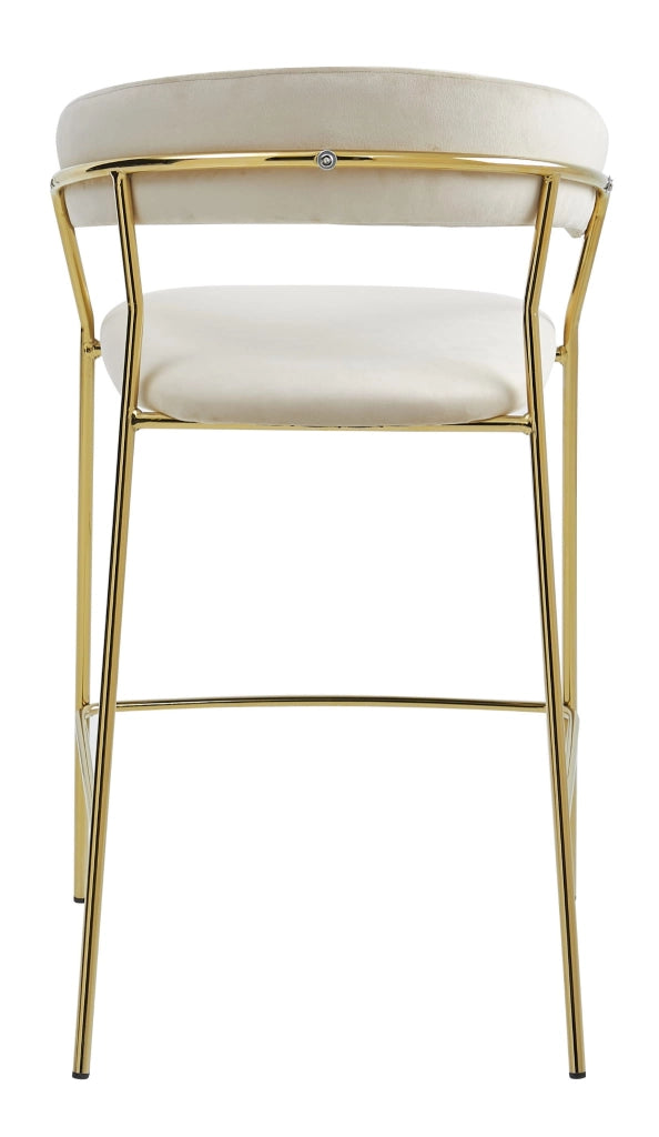 Sgabello Valora BADIA in velluto beige con gambe dorate per cucina x2