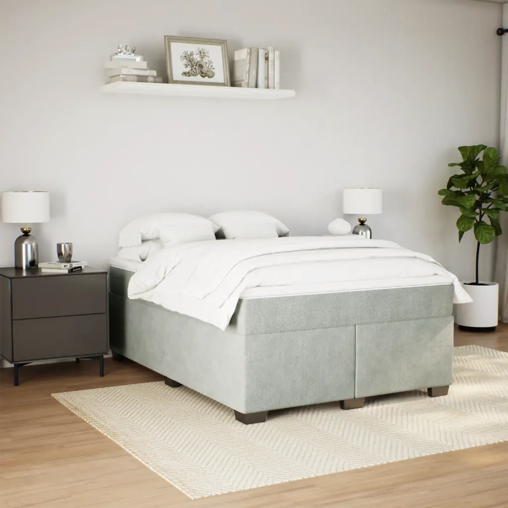 Giroletto a Molle con Materasso Grigio Chiaro 140x200cm Velluto