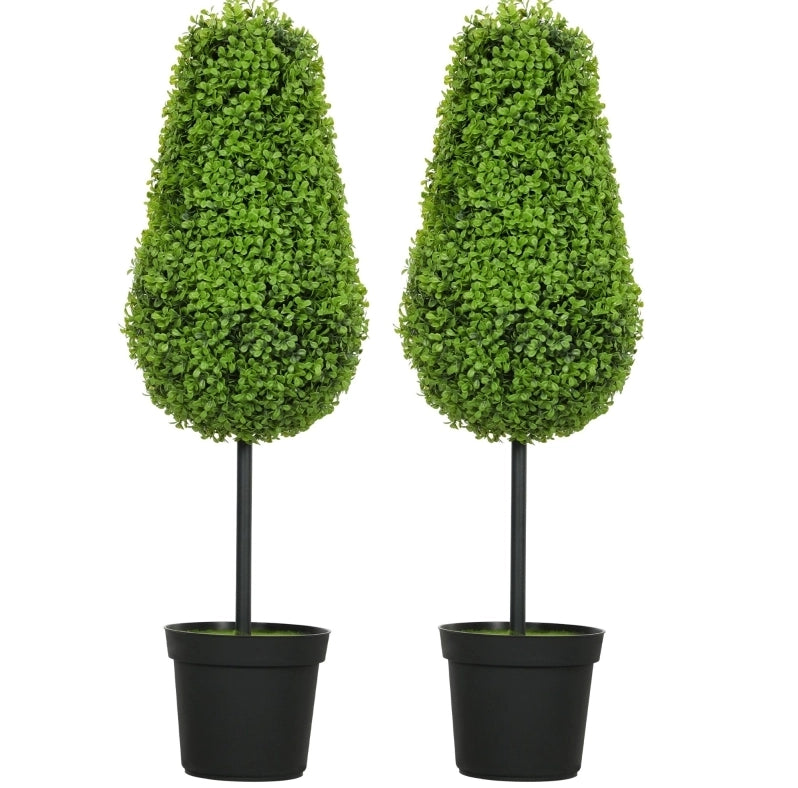 Bosso artificiale set da 2, 90 cm, in plastica verde per interno ed esterno