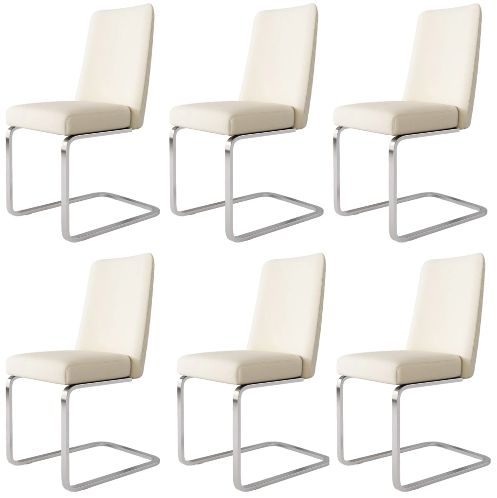 Set di 6 sedie da pranzo in velluto con schienale a rombi e gambe in metallo beige