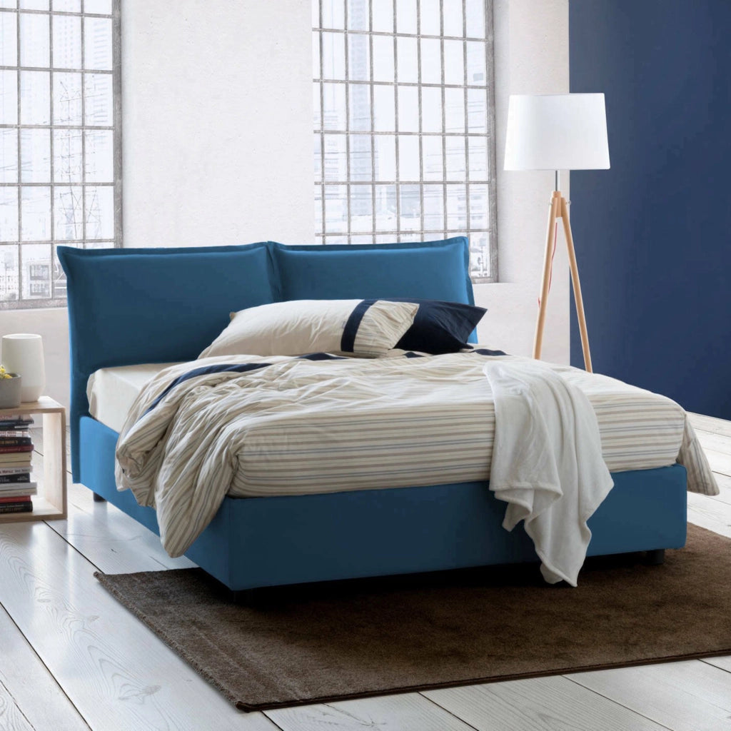 Letto Matrimoniale Amelinda, Letto Matrimoniale Materasso Incluso Made in Italy, blu