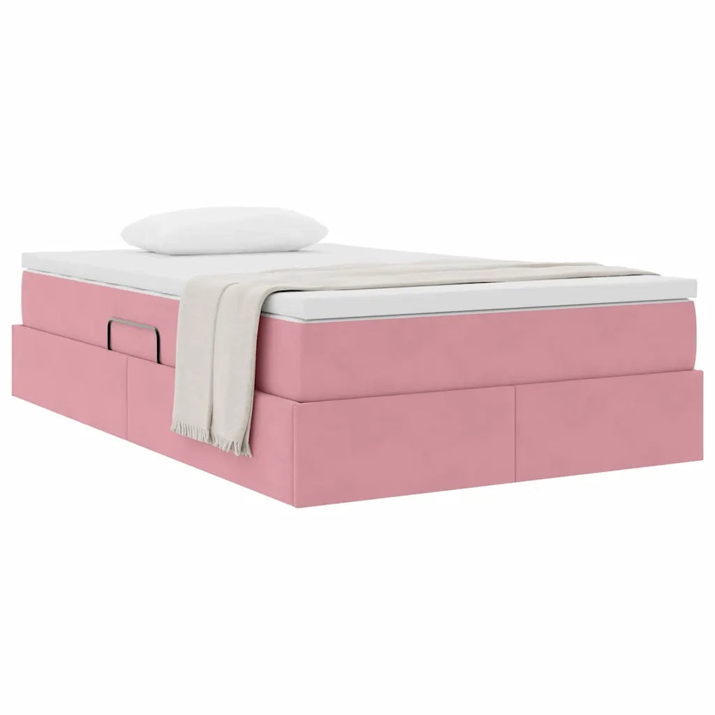Letto con contenitore e materasso Rosa 120 x 200 cm Velluto 3370298