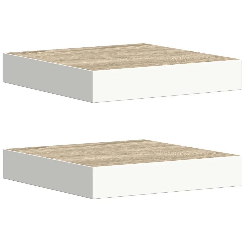 Mensole a Muro 2 pz Rovere e Bianco 23x23,5x3,8 cm in MDF cod mxl 33367
