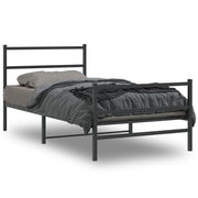 Giroletto con Testiera e Pediera Metallo Nero 100x190 cm 355377