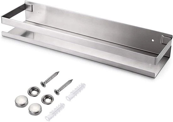 Accessorio da bagno in acciaio inossidabile a muro per organizzare la zona doccia e la zona cucina, caddy per pannelli da parete, organizzatore da appendere per bagno e cucina, (40 cm argento)
