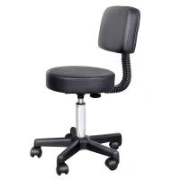 Sgabello con Schienale da Salone Sedia Girevole in Finta Pelle Altezza Regolabile Nero