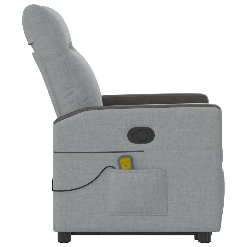 Poltrona | Sedia Relax Alzapersona Massaggi Reclinabile Grigio Chiaro Tessuto