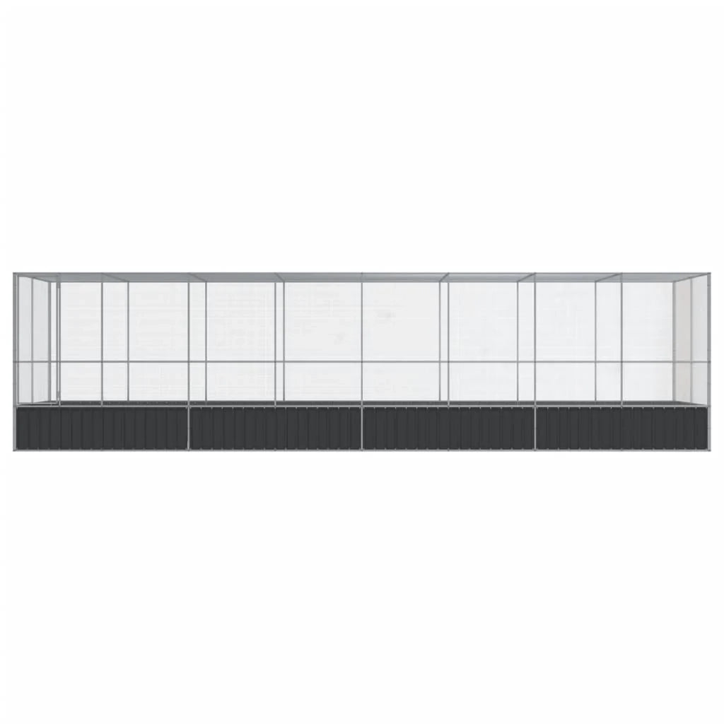 Voliera a gabbia con estensione in argento 832 x 207 x 212 cm acciaio argento 02_0045664