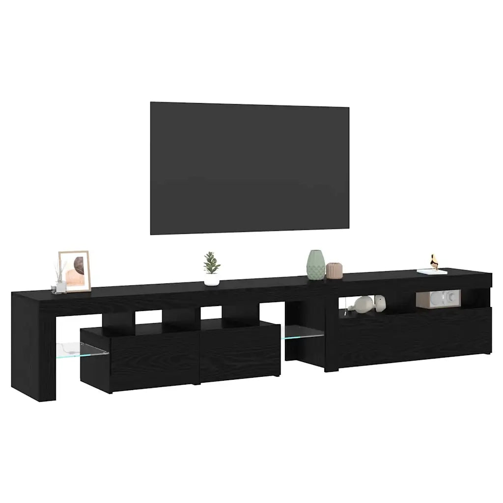 Mobile TV con LED 2 pz | Armadietto TV | Mobile Porta TV Rovere Nero 230 x 36,5 x 40 cm