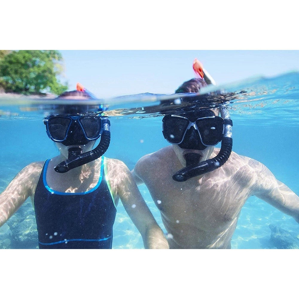 Trade Shop - Set Maschera Boccaglio Pinne Da Snorkeling Blacksea Per Adulti Immersioni 25045 -