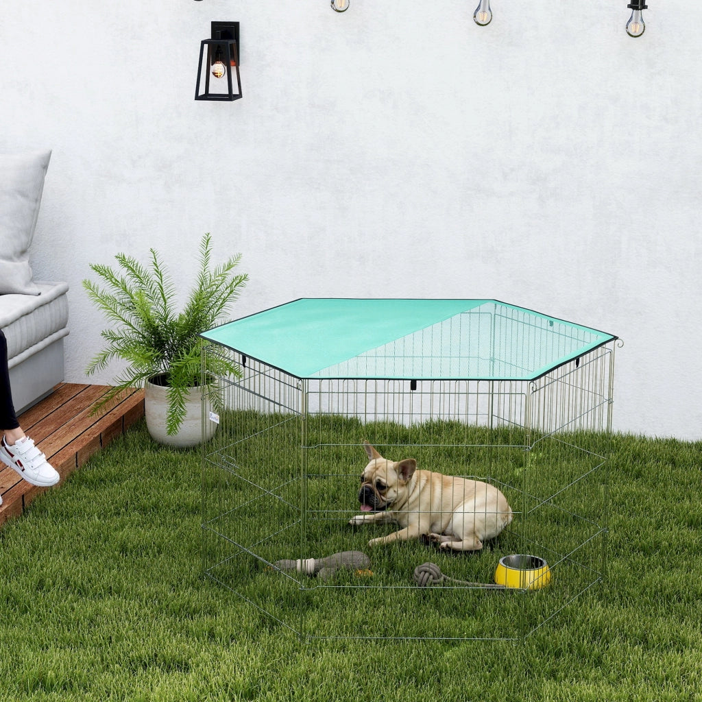 Recinto per Cani ¨C zephmum ¨C Verde 6 Pannelli con Porta 76H cm
