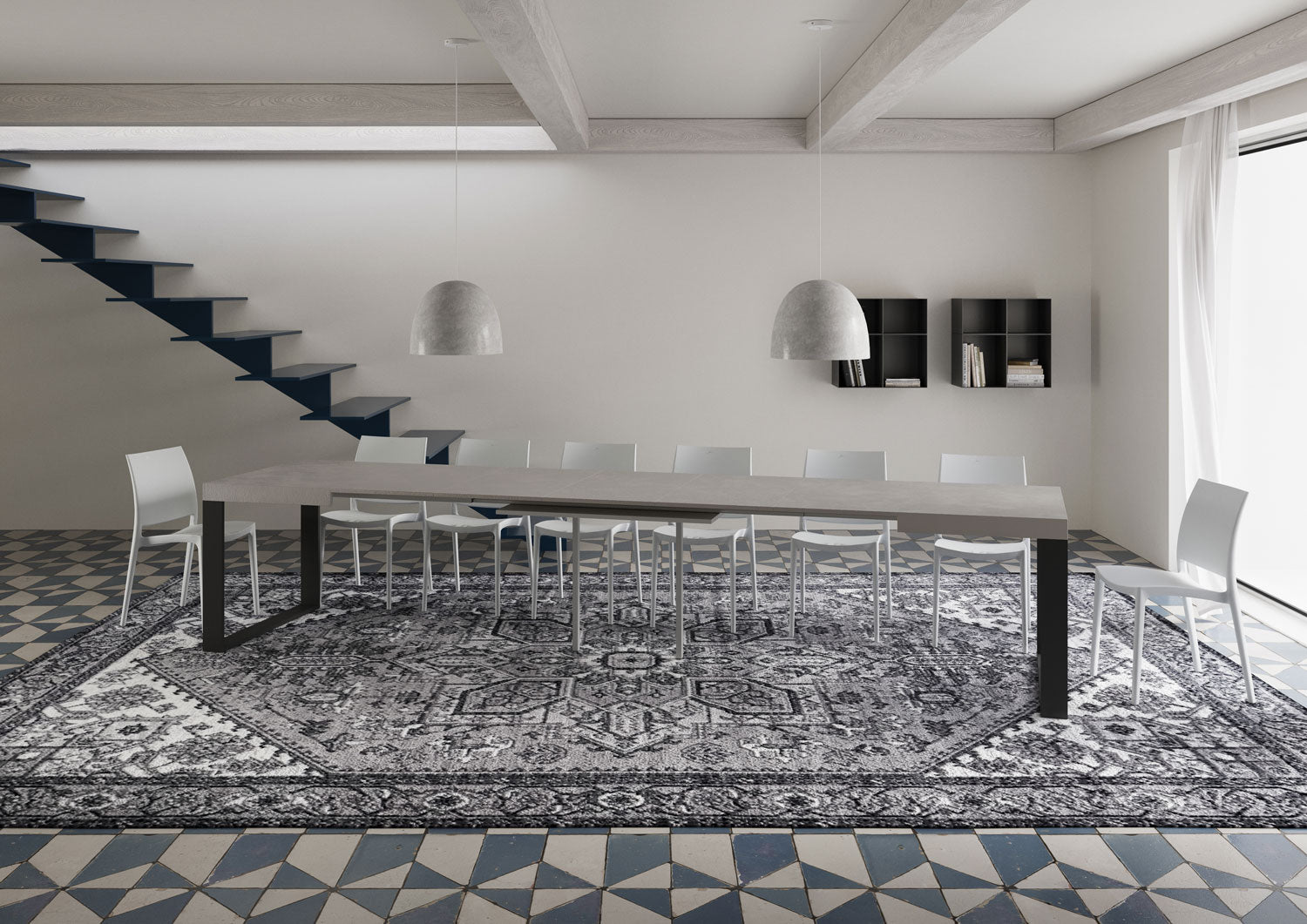 Tavolo Allungabile 120/380x90 cm Tecno Cashmere Gambe Antracite