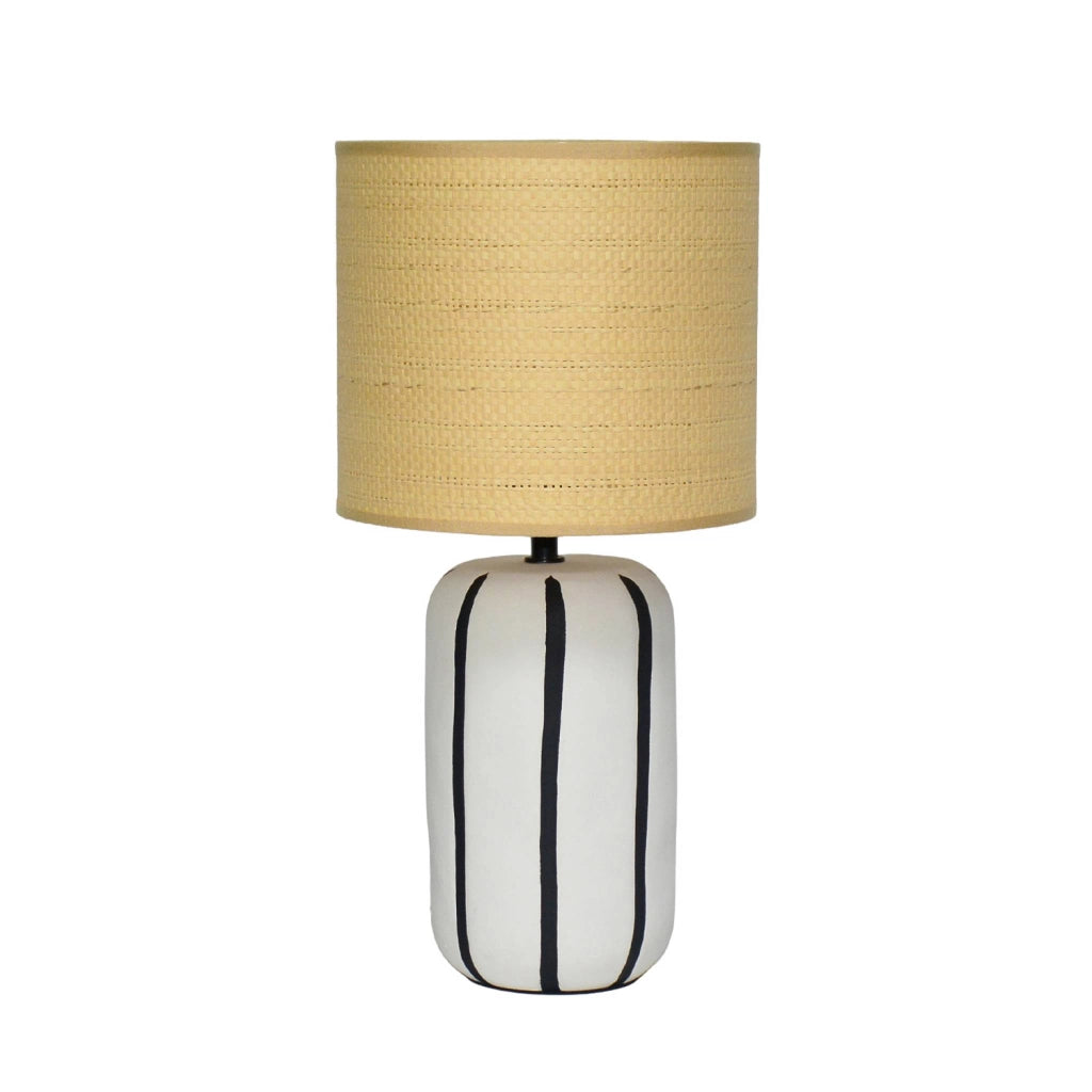 Lampada da tavolo in ceramica per interni con effetto rattan, 41cm,
