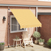 Tenda da Sole Retrattile Manuale-Tenda parasole per Patio 200cm Strisce Arancione Bianco
