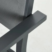 Set da Giardino con Tavolo Estensibile e 4 Sedie Impilabili in Alluminio e Textilene, per 4 Persone, Grigio