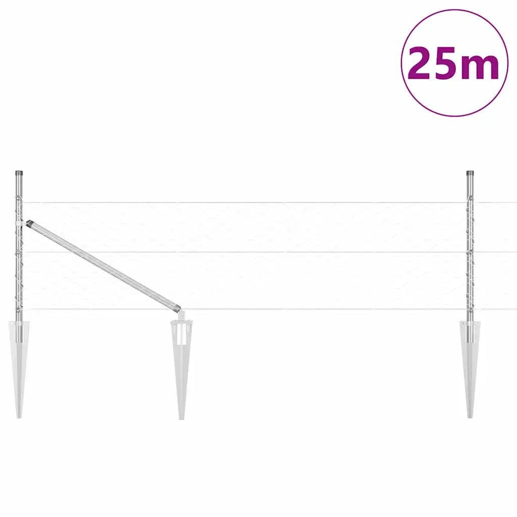 Palo della recinzione Argento 25 x 0,4 m (rete 50 mm) Acciaio