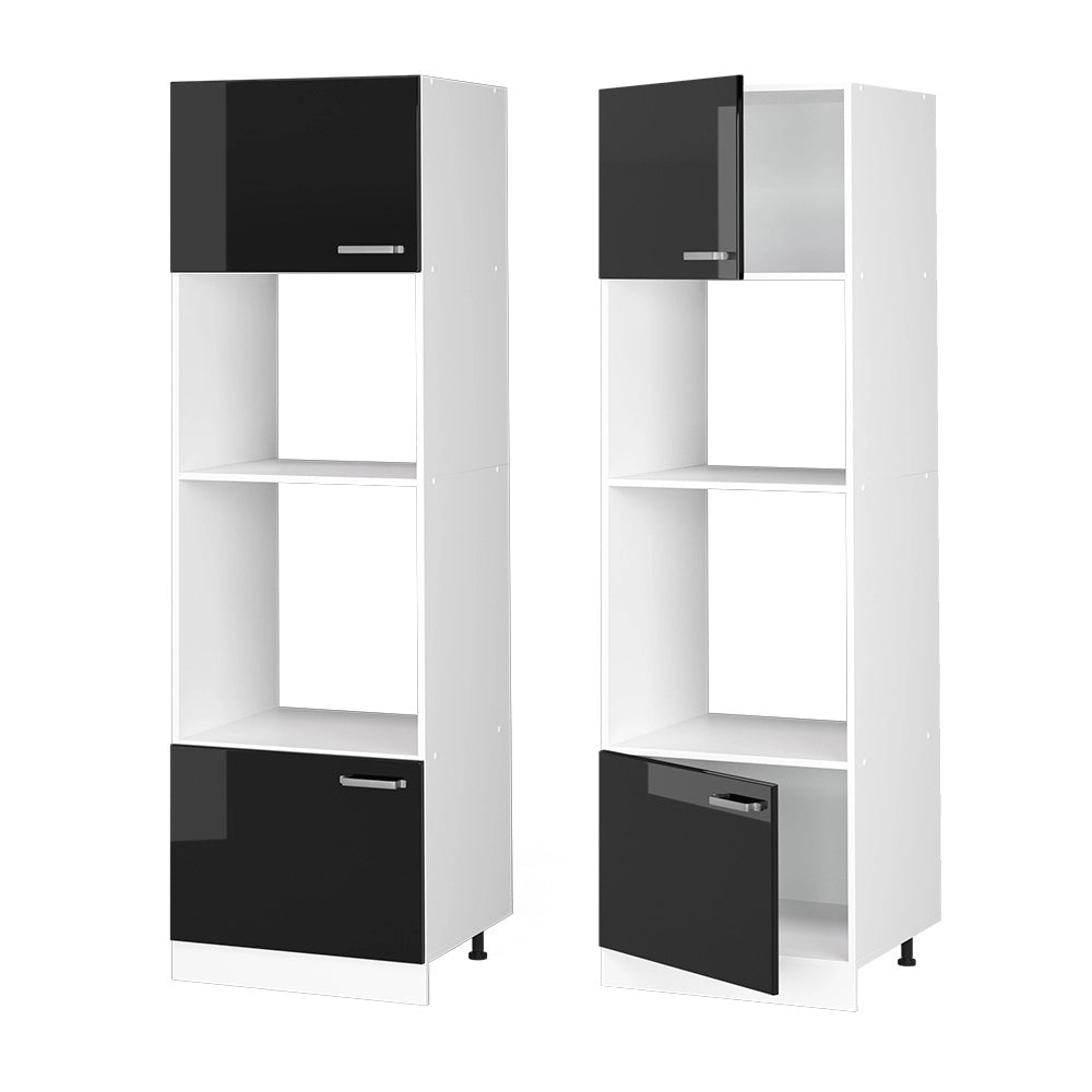 Vicco Dispensa universale Nero lucido 60 cm con ripiani e ante a giorno