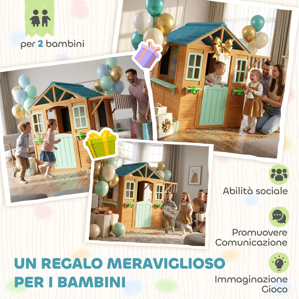 Casetta da Giardino per Bambini con Lavagna e Accessori ¨C Zephmum ¨C Grigio