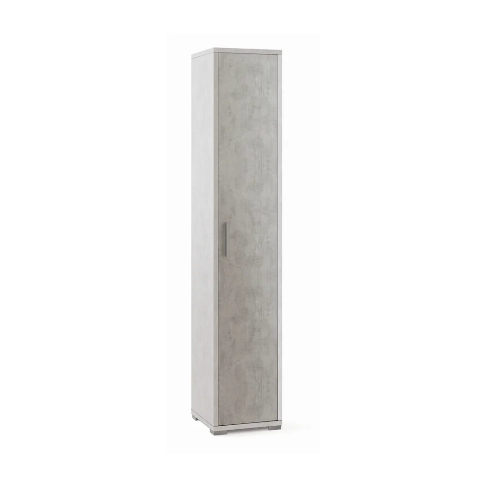 Armadio colonna 1 anta 39x41x199H cm in kit di montaggio colore Ossido Bianco e Cemento