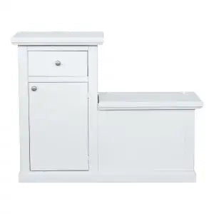 Cassapanca in legno arte povera mod scalino con 1 anta colore bianco opaco