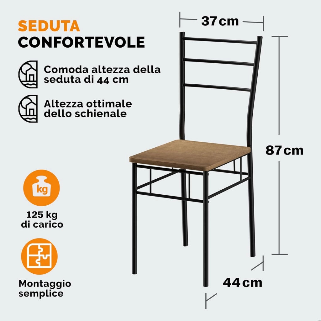 ® Gruppo di Sedute Leo Set 5 Pezzi Tavolo da Pranzo con 4 Sedie Set di Mobili per Sala Cucina Soggiorno Salotto Set da Pranzo Tavoli Sedia