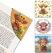 Set di 4 Stili di Marcatori per Libri in Imitazione di Legno - Dimensioni 9 x 9 cm - Protezione Angolare - Ideali per Lettori e Studenti