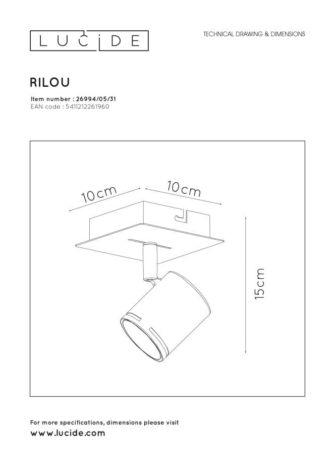 Lucide Rilou faretto soffitto GU10 4,5W 3000K bianco