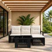Set Divano da Giardino 5 pz Nero e Bianco Crema polyrattan 3437086