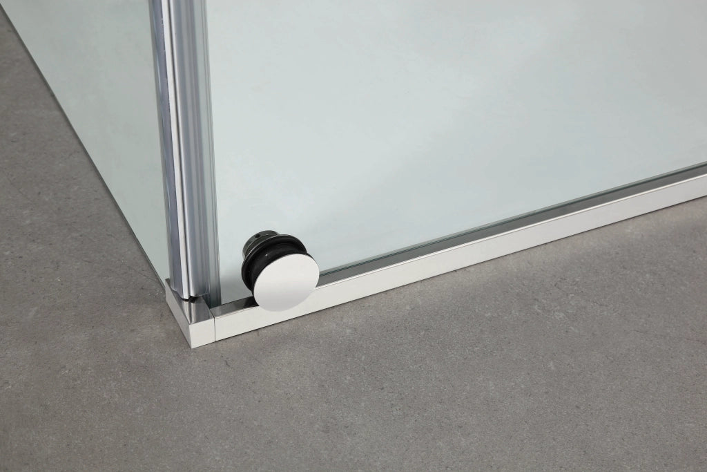 Box doccia frontale VETRUM 1 fisso + 1 scorrevole 150 cm (147-152) acciaio inox lucido