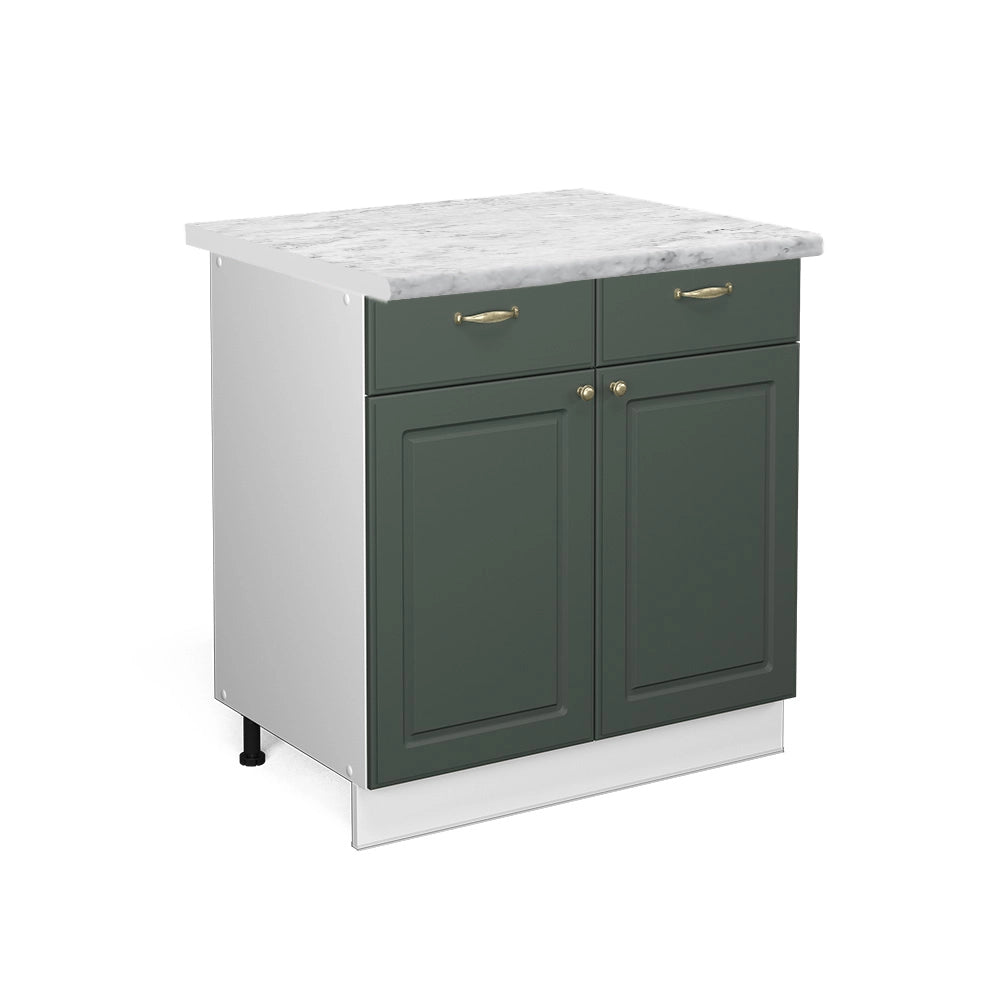 Mobiletto base per cucina Fame-Line Verde-oro rustico/Bianco 80 cm, PL Marmo Vicco